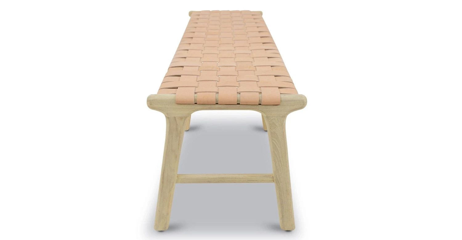 Banda Teak & Leather Bench 3 Banda Teak & Leather Bench - Image 3