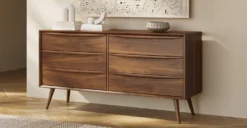 Cura 6 Drawer Dresser -Poly and Bark BD D129 200 Cura63DresserinWalnut Lifestyle1 2890x1500px scaled