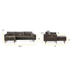 Poly And Bark Napa Fabric Left Sectional Sofa -Poly and Bark Carson Carrington Bocksjo Left Sectional Sofa