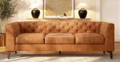 Essex Sofa -Poly and Bark LR 522 TAN EssexSofainCognacTan Lifestyle1 2890x1500px