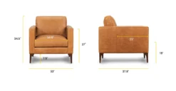 Mateo Leather Lounge Chair -Poly and Bark LR 548 TAN Linework scaled