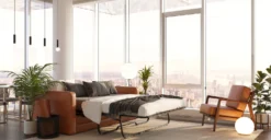 Napa 82" Leather Pull-Out Convertible Sleeper Sofa -Poly and Bark LR 739 TAN Napa82LeatherPull OutConvertibleSleeperSofaInCognacTan Lifestyle3 2890x1500px scaled