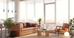 Napa 82" Leather Pull-Out Convertible Sleeper Sofa -Poly and Bark LR 739 TAN Napa82LeatherPull OutConvertibleSleeperSofaInCognacTan Lifestyle4 2890x1500px scaled