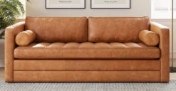 Napa 82" Leather Pull-Out Convertible Sleeper Sofa -Poly and Bark LR 739 TAN Napa82LeatherPull OutConvertibleSleeperSofaInCognacTan Lifestyle5 2890x1500px scaled
