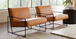 Bo Lounge Chair -Poly and Bark LR A5512 TAN BoLoungeChairinCognacTan Lifestyle2 2980x1500 1 scaled