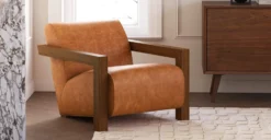 Giza Lounge Chair -Poly and Bark LR A9166 210 GizaLoungeChairinCognacTanLeather Lifestyle1 2890x1500px scaled