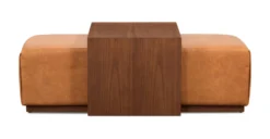 Jarmo Leather Ottoman With Walnut Table