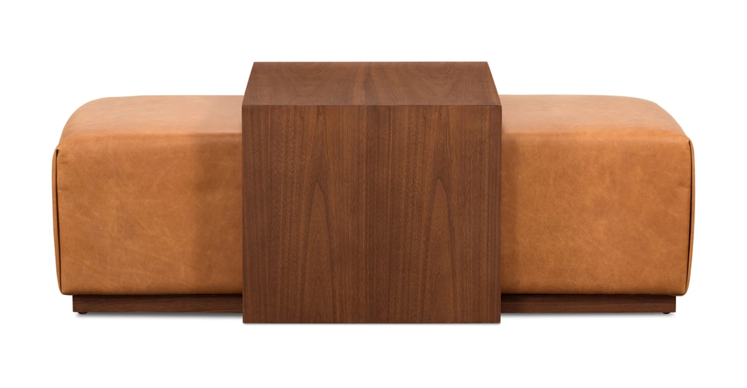Jarmo Leather Ottoman With Walnut Table 1 Jarmo Leather Ottoman With Walnut Table