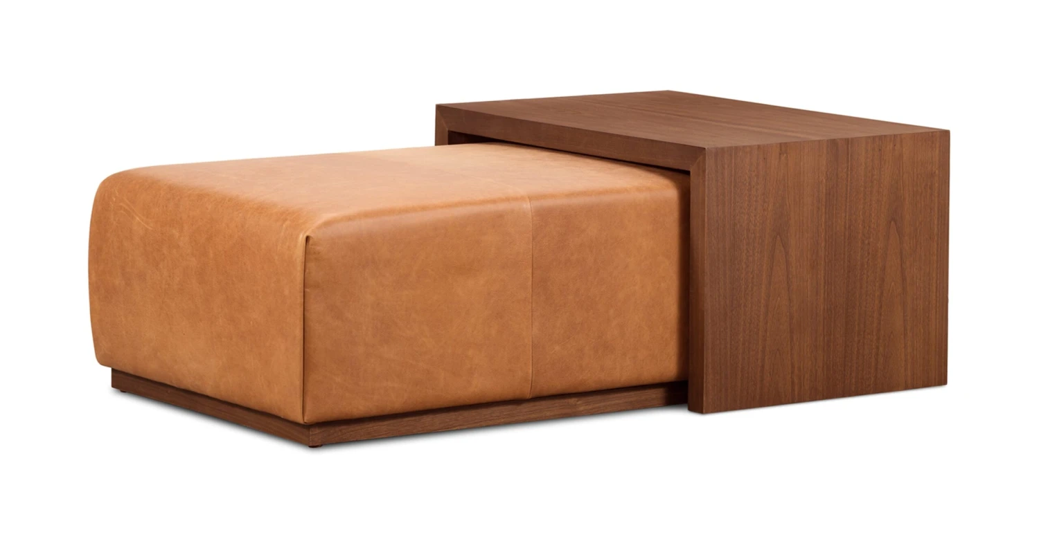 Jarmo Leather Ottoman With Walnut Table 3 Jarmo Leather Ottoman With Walnut Table - Image 3