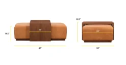 Jarmo Leather Ottoman With Walnut Table -Poly and Bark LR B1884 210 Linework1 scaled