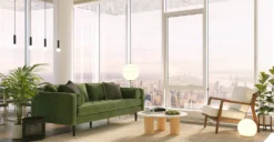 Napa Velvet Sofa -Poly and Bark LR C0101 310 NapaSofa88.5STRAIGHTARMRESTinDistressedGreen Lifestyle2 2890x1500px scaled