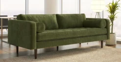 Napa Velvet Sofa -Poly and Bark LR C0101 310 NapaSofa88.5STRAIGHTARMRESTinDistressedGreen Lifestyle3 2890x1500px scaled