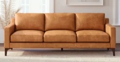 Sorrento Sofa -Poly and Bark LR C2835 TAN SorrentoLeatherSofainCognacTan Lifestyle3 2890x1500px scaled