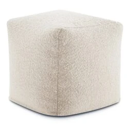 Poly And Bark Metz Pouf In Crema White Boucle -Poly and Bark Poly and Bark Metz Pouf in Crema White Boucle 2