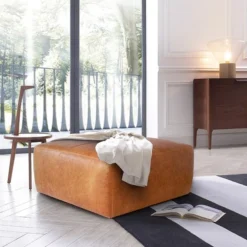 Poly And Bark Sequoia Ottoman - Genuine Italian Leather -Poly and Bark Poly and Bark Sequoia Ottoman 1