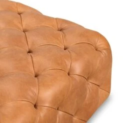 Poly And Bark Turin Leather Ottoman In Cognac Tan -Poly and Bark Poly and Bark Turin Leather Ottoman in Cognac Tan 6