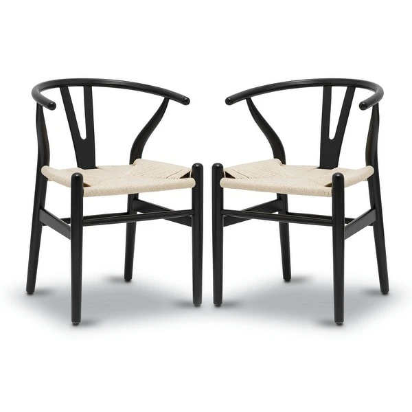 Poly And Bark Weave Chairs - Solid Wood Frame (Set Of 2) 2 Poly And Bark Weave Chairs - Solid Wood Frame (Set Of 2) - Image 2