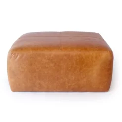 Poly And Bark Sequoia Ottoman - Genuine Italian Leather -Poly and Bark Sequoia Ottoman in Cognac Tan 1