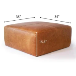 Poly And Bark Sequoia Ottoman - Genuine Italian Leather -Poly and Bark Sequoia Ottoman in Cognac Tan 6